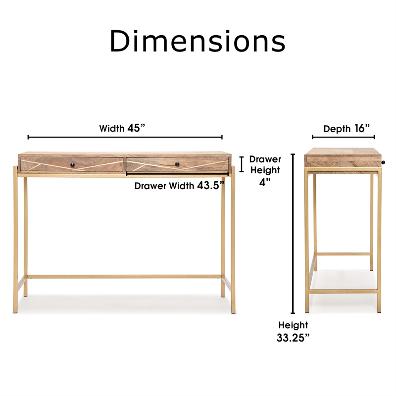 Adore Decor Sidney Modern Living Room Console Table Beige/Gold