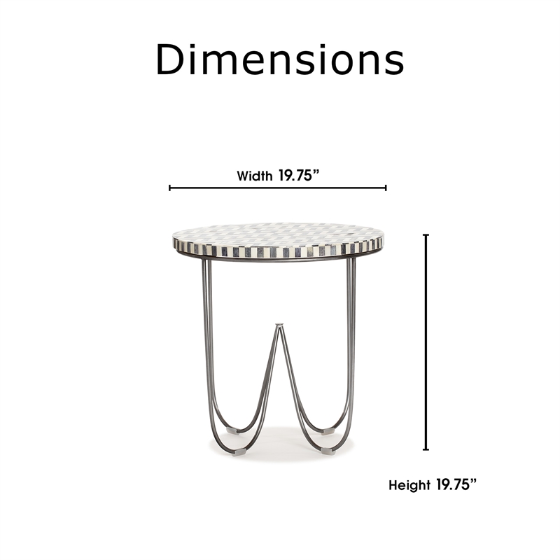 Adore Decor Zahra Round Side Table Black and White