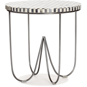 Adore Decor Zahra Round Side Table Black and White