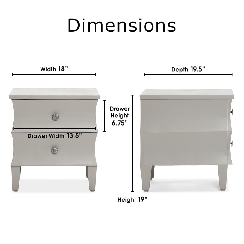 Adore Decor Arlan Side Table with Two Drawers Gray