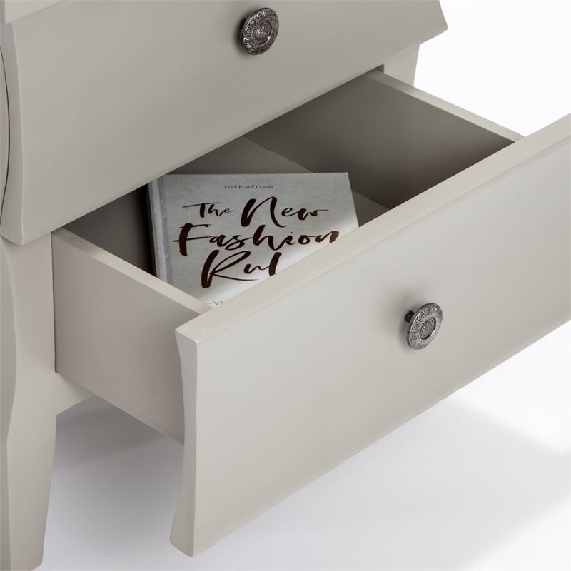 Adore Decor Arlan Side Table with Two Drawers Gray