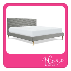 Adore Decor Sidney Upholstered Platform Bed King Size Gray