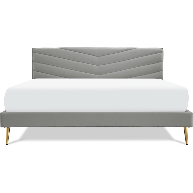 Adore Decor Sidney Upholstered Platform Bed King Size Gray