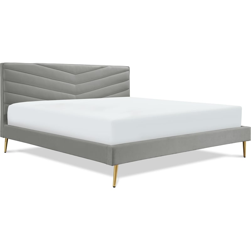 Adore Decor Sidney Upholstered Platform Bed King Size Gray