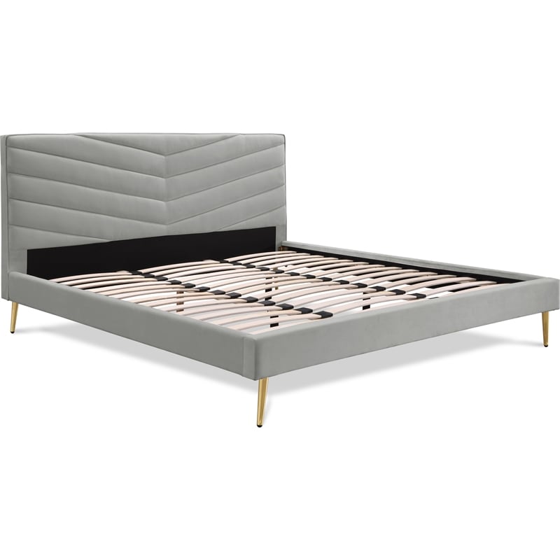 Adore Decor Sidney Upholstered Platform Bed King Size Gray