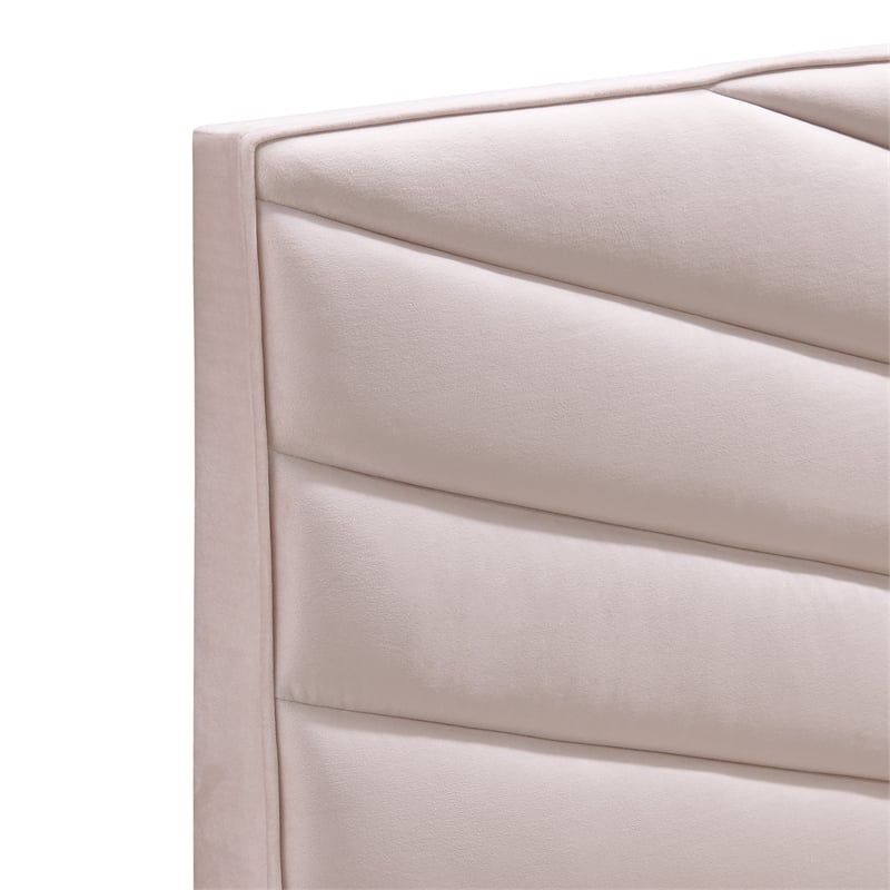 Adore Decor Sidney Upholstered Platform Bed Queen Size Blush Pink