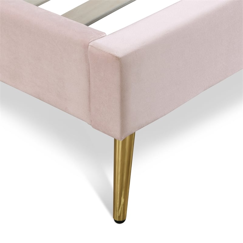 Adore Decor Sidney Upholstered Platform Bed Queen Size Blush Pink