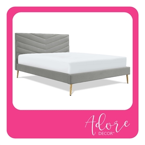 Adore Decor Sidney Upholstered Platform Bed Queen Size Gray