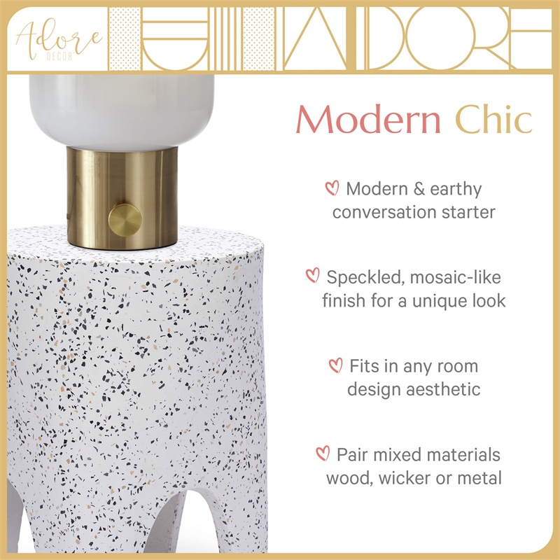 Adore Decor Martini Terrazzo Stool White / Gray
