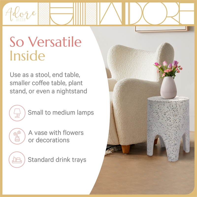 Adore Decor Martini Terrazzo Stool White / Gray