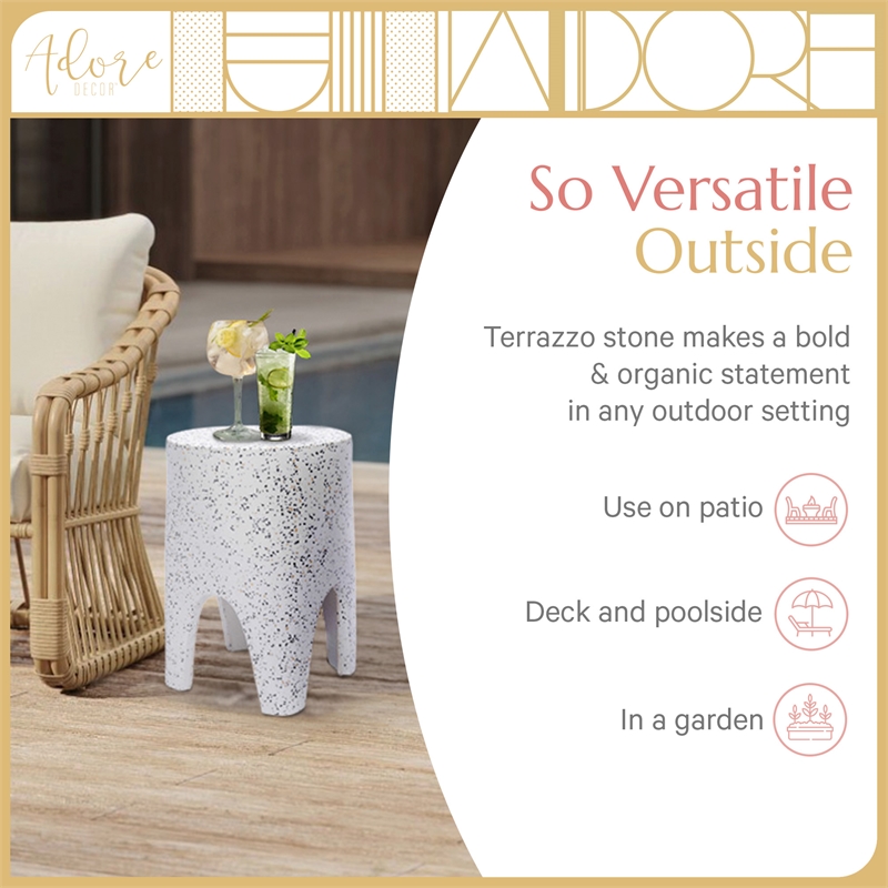 Adore Decor Martini Terrazzo Stool White / Gray