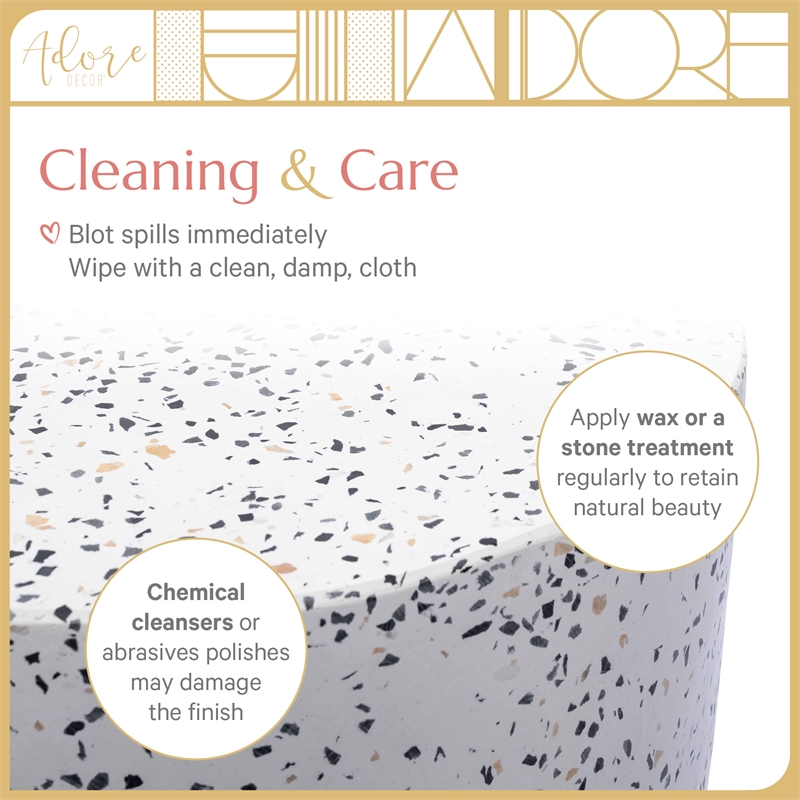 Adore Decor Martini Terrazzo Stool White / Gray