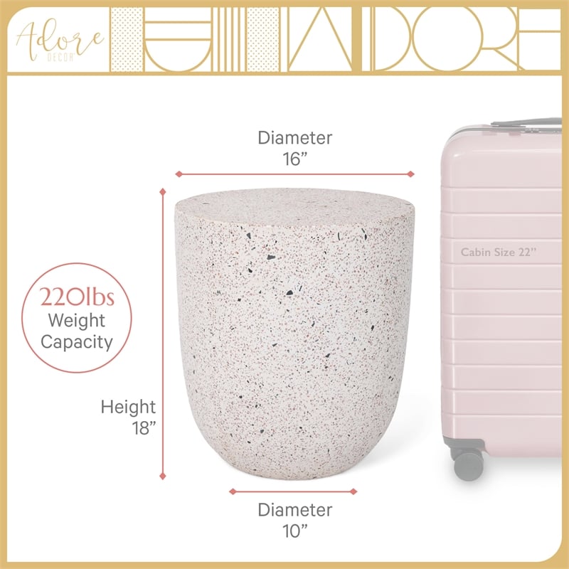 Adore Decor Martini Terrazzo Side Table White / Gray