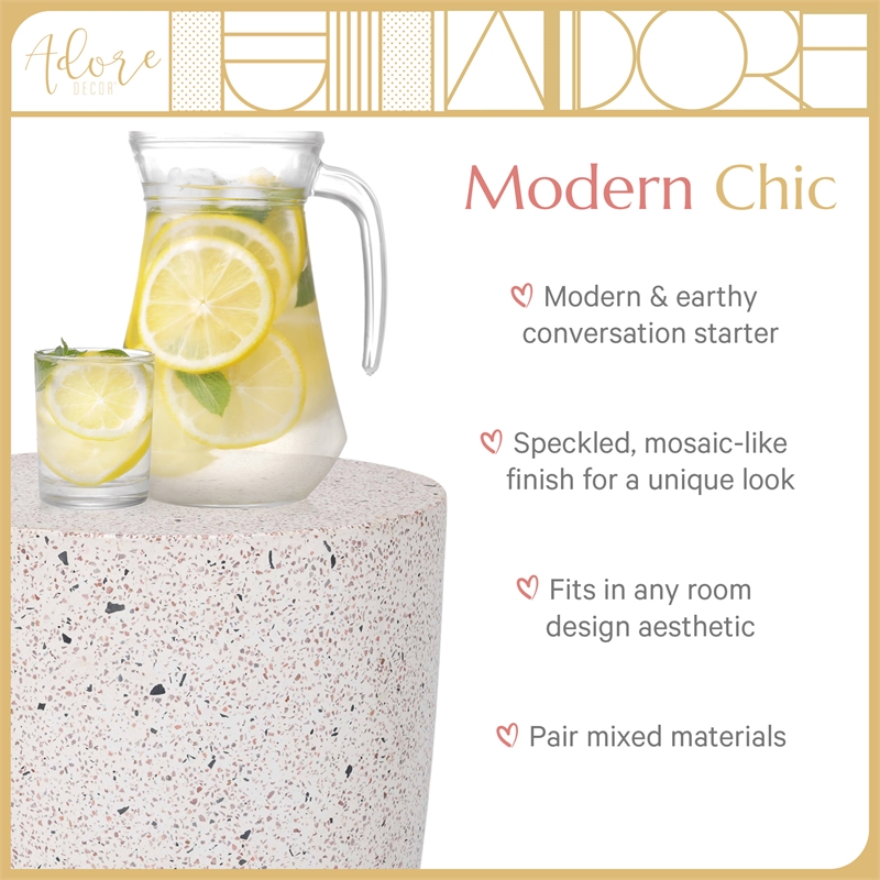 Adore Decor Martini Terrazzo Side Table White / Gray