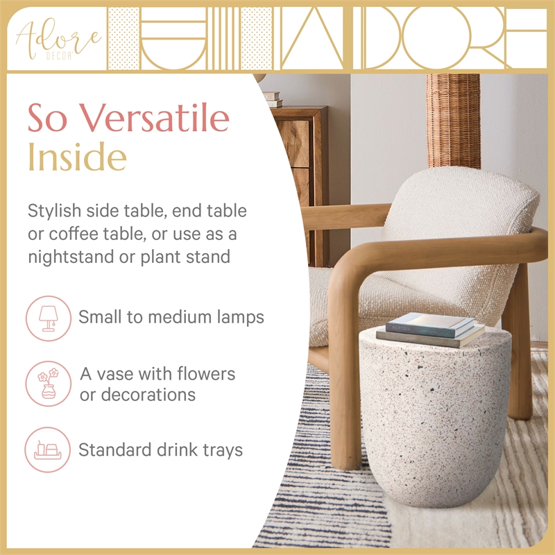 Adore Decor Martini Terrazzo Side Table White / Gray