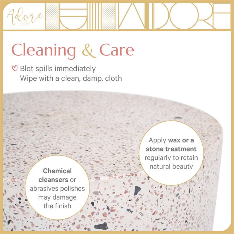 Adore Decor Martini Terrazzo Side Table White / Gray