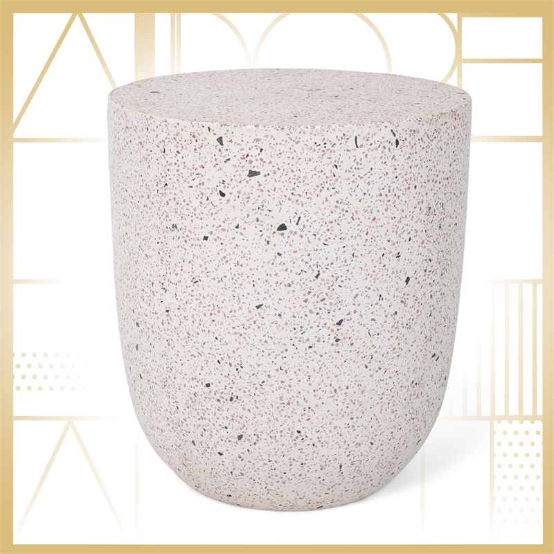 Adore Decor Martini Terrazzo Side Table White / Gray