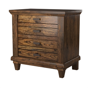 bernards cortez copper 4 drawer nightstand in brown distressed wood