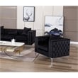 LILOLA Lorreto Black Button Tufted Velvet Fabric Glam Chrome Leg Chair