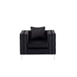 LILOLA Lorreto Black Button Tufted Velvet Fabric Glam Chrome Leg Chair