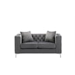 LILOLA Lorreto Gray Button Tufted Velvet Fabric Glam Loveseat