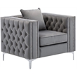 LILOLA Home Lorreto Gray Button Tufted Velvet Fabric Glam Chair