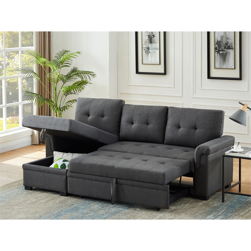 Lucca Gray Fabric Reversible Sleeper, What Is A Reversible Sleeper Sofa