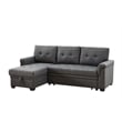 Lucca Gray Linen Fabric Reversible Sleeper Sofa Storage Chaise