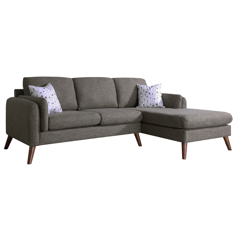 Founders Brown Cotton Blended Fabric Sectional Sofa Chaise 87807 Founders Brown Cotton Blended Fabric, Beige And Brown Leather Fabric Sectional Sofa With Chaise
