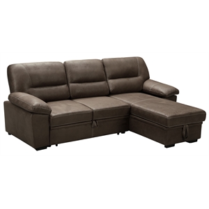 kipling brown microfiber reversible sleeper sectional sofa storage chaise