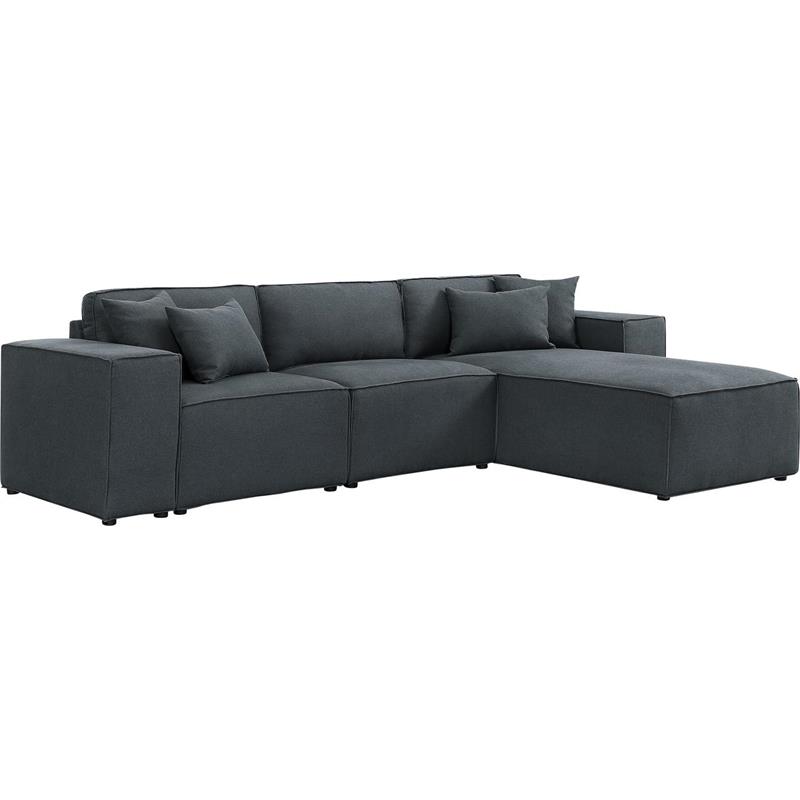Harvey Reversible Sectional Sofa Chaise in Dark Gray Linen Fabric