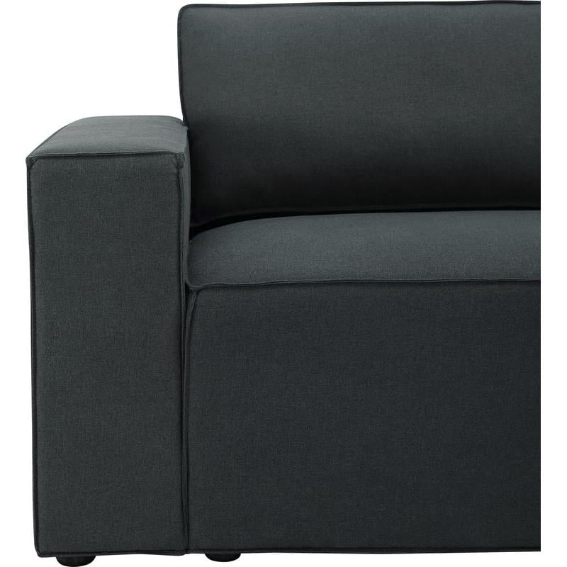 Melrose 99-inch Modular Sectional Sofa with Ottoman in Dark Gray Linen Fabric