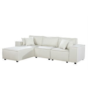 Harvey 104 inch Reversible Chaise Sectional Sofa Beige Linen L-Shaped