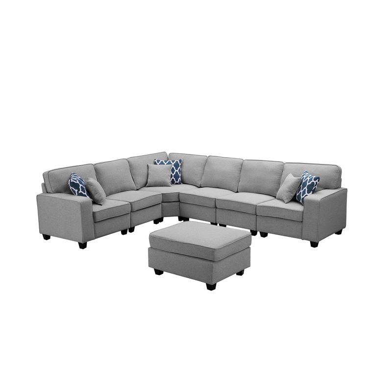 Lilola Casanova 7 Piece Modular Sectional Sofa With Ottoman In Light Gray Linen 89120 2 - Modular Sectional Sofa Pieces Lilola Casanova 7 Piece Modular Sectional Sofa With Ottoman In Light Gray Linen 89120 2 - Modular Sectional Sofa Pieces