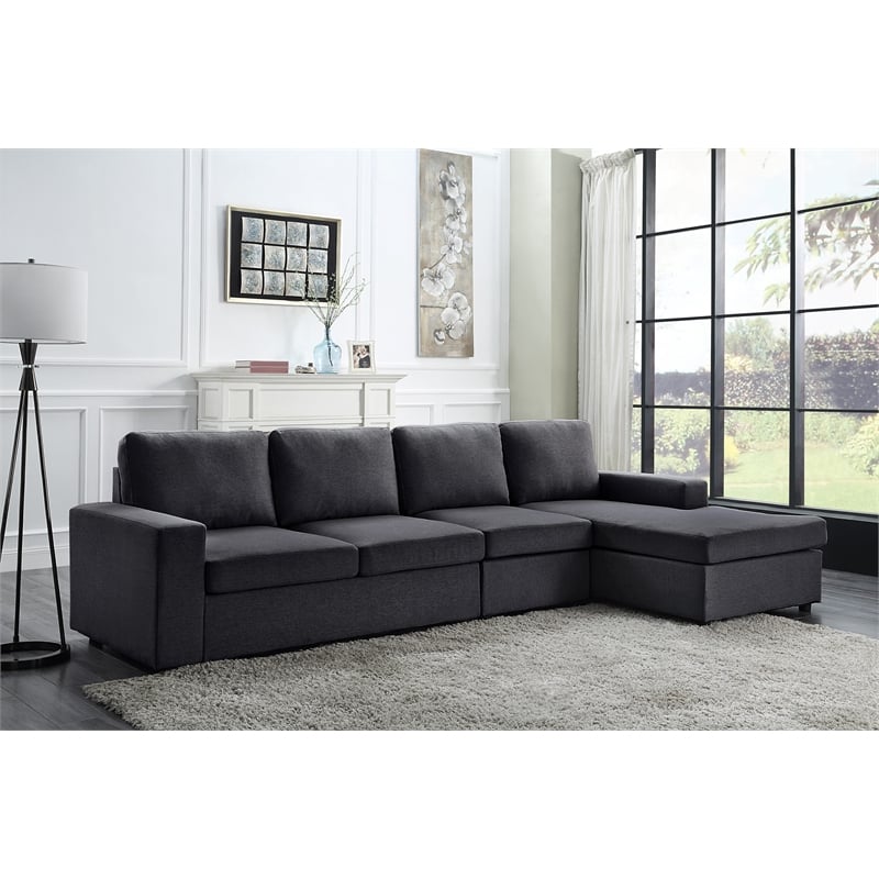 Lilola home dunlin light gray linen deals reversible modular sectional sofa chaise