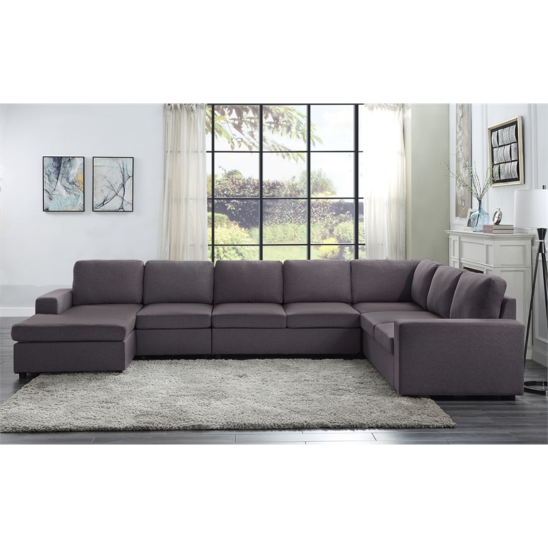 Tifton Modular Reversible Sectional in Dark Gray Linen Fabric