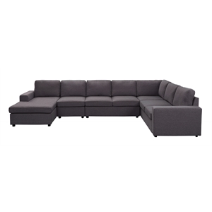 Tifton Modular Reversible Sectional in Dark Gray Linen Fabric