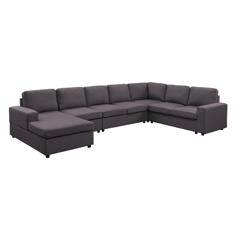 Tifton Modular Reversible Sectional in Dark Gray Linen Fabric