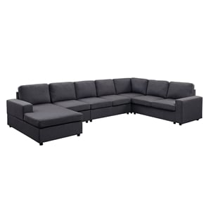 tifton modular reversible sectional in dark gray linen fabric