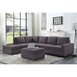 Cassia Modular Sectional Sofa with Ottoman in Dark Gray Linen Fabric