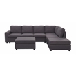 Cassia Modular Sectional Sofa with Ottoman in Dark Gray Linen Fabric