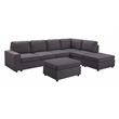 Cassia Modular Sectional Sofa with Ottoman in Dark Gray Linen Fabric