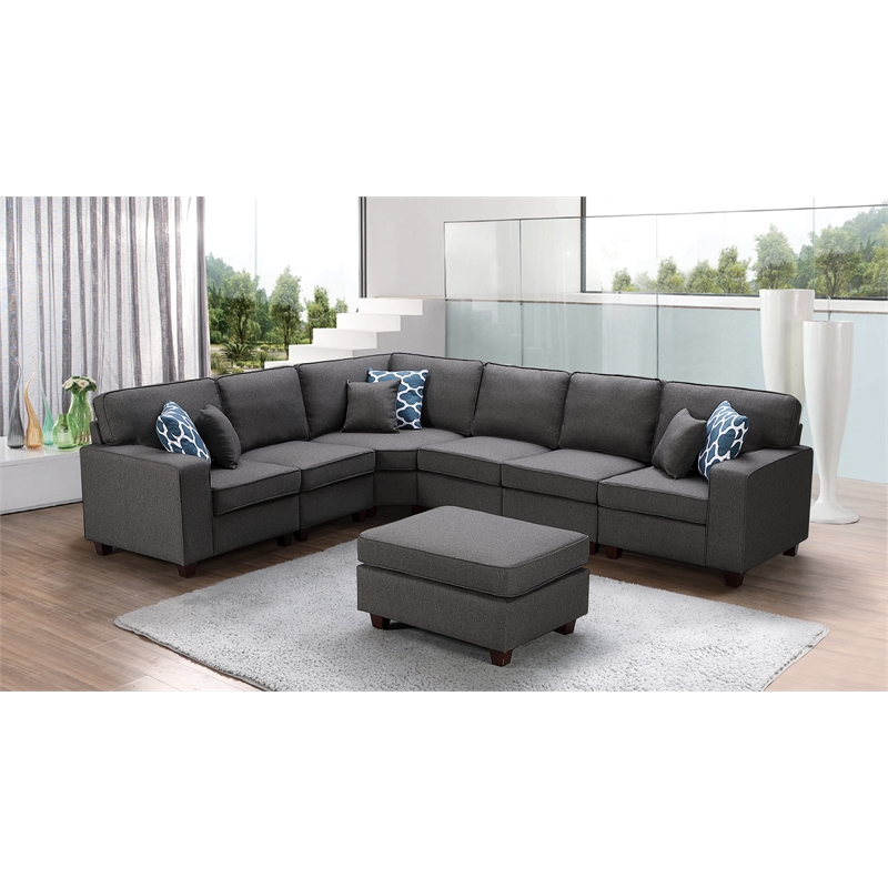 Lilola home lilola casanova 7 piece modular sectional sofa with ottoman in light discount