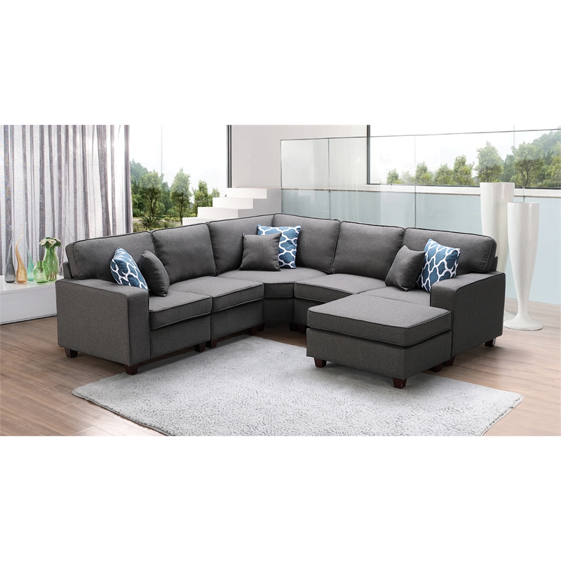 Lilola home simona gray deals velvet 8pc modular sectional sofa