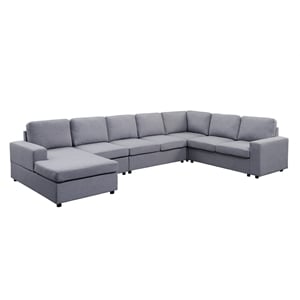 Tifton Fabric 7-Piece Reversible Modular Sectional Sofa Chaise Light Gray