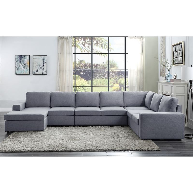 Two Seater Modular Sectional Sofa Linen Fabric Sofa Couch with