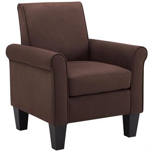 angelo chocolate brown microfiber fabric club style armchair