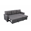 Ashlyn Gray Fabric Reversible Sleeper Sofa Storage Chaise with USB Charger