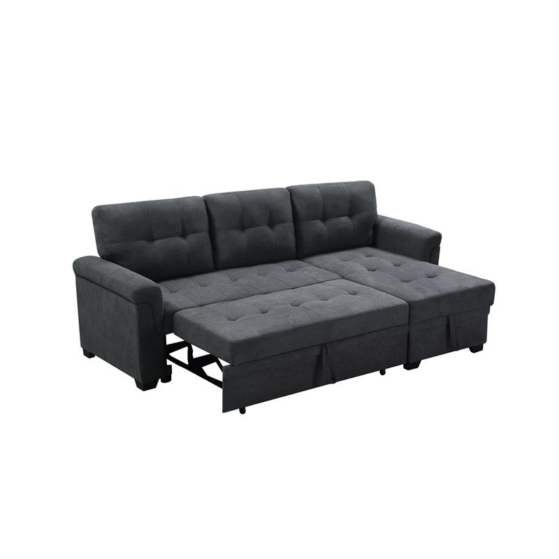 Lucca Dark Gray Fabric Reversible Sectional Sleeper Sofa Chaise With Storage 89140 Lucca Dark Gray Fabric Reversible, Sofa With Chaise Storage