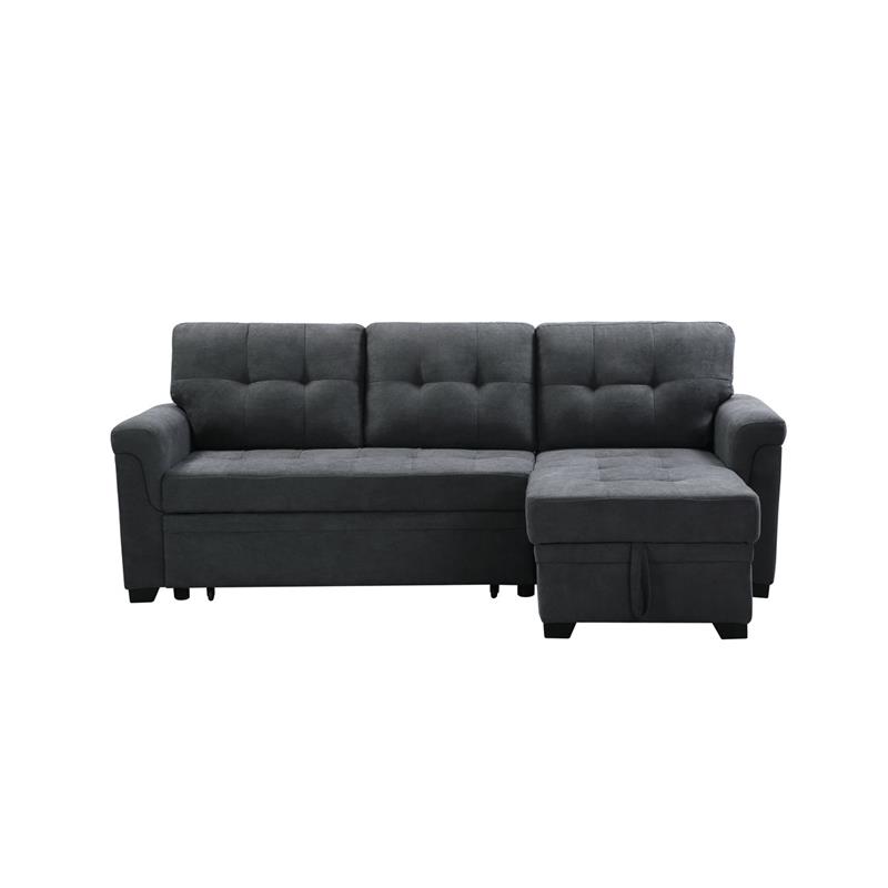 Lucca Dark Gray Fabric Reversible Sectional Sleeper Sofa Chaise with Storage Cymax Business